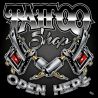 ENSEIGNE : 50X50CM TATTOO SHOP : 2 DERMO NOIR/GRIS