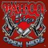 ENSEIGNE : 50X50CM TATTOO SHOP : 2 DERMO ROUGE