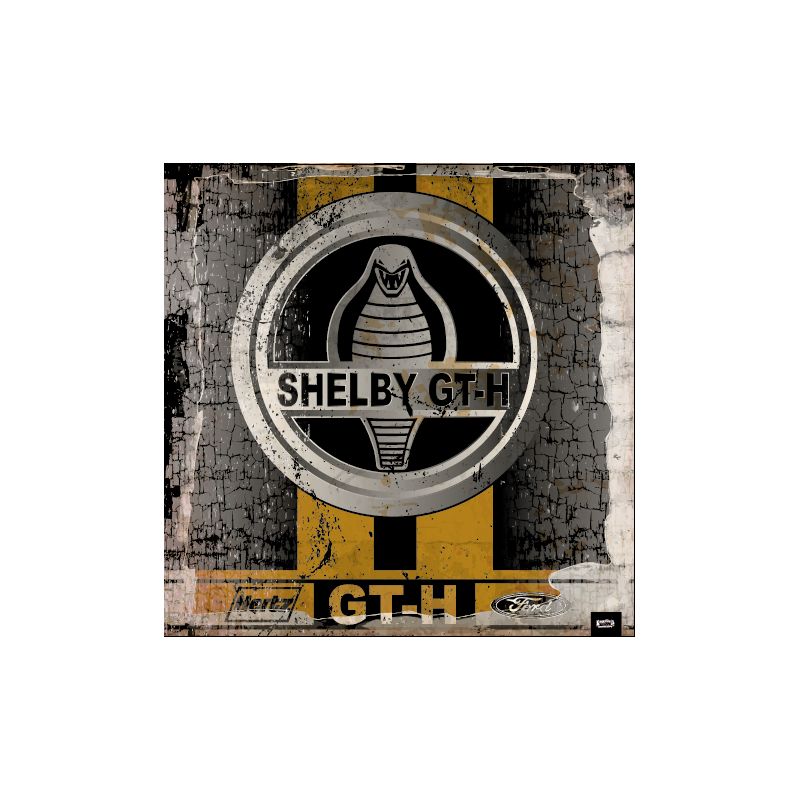 PLAQUE DECO : 50X50 CM SHELBY GT-H HERTZ GOLD DIRTY