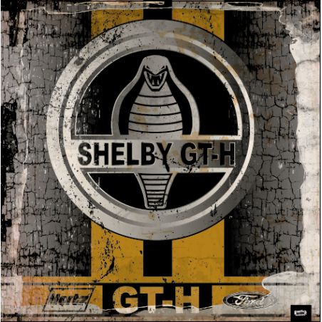 PLAQUE DECO : 50X50 CM SHELBY GT-H HERTZ GOLD DIRTY