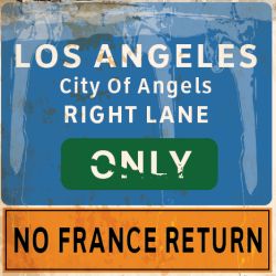 PLAQUE DECO : 50X50 CM PANNEAU USA LOS ANGELES BLUE - DIRTY