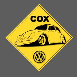 PLAQUE DECO : 50X50 CM ATTENTION VW COX