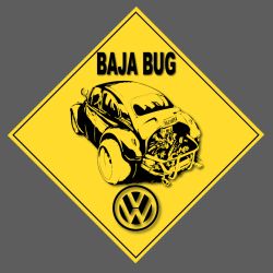 PLAQUE DECO : 50X50 CM ATTENTION VW BAJA BUG