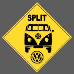 PLAQUE DECO : 50X50 CM ATTENTION VW T1 COMBI SPLIT