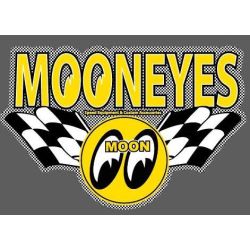 AUTOCOLLANT : MOON LOGO WINGS MOONEYES CHECKERED
