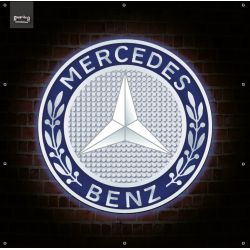 ENSEIGNE LUMINEUSE : 50X50 CM MERCEDES BENZ OLD SCHOOL 3