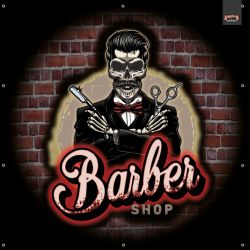ENSEIGNE LUMINEUSE : 50X50 CM BARBER SHOP