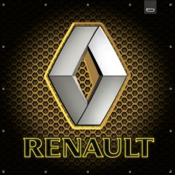 ENSEIGNE LUMINEUSE : 50X50 CM RENAULT FOND JAUNE NID D'ABEILLE