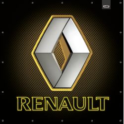 ENSEIGNE LUMINEUSE : 50X50 CM RENAULT FOND JAUNE GRILLE
