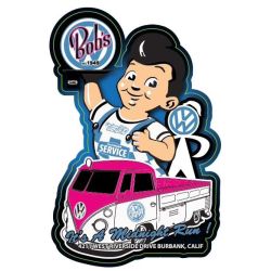 AUTOCOLLANT BIG BOY : BIG BOY CAR VW COMBI SPILT ROSE